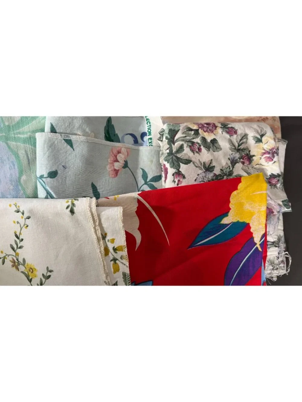 3+ lbs. Vintage Floral Fabric Remnants Bundle Colorful Assorted Cotton Prints